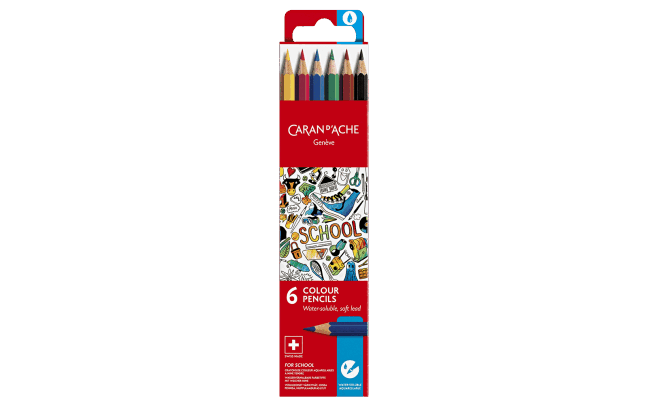 Boîte Carton 6 Crayons Aquarellables SCHOOL LINE