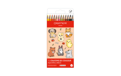Set Kawaii 12 Crayons de couleur Swisscolor Aquarellable Cute Animals