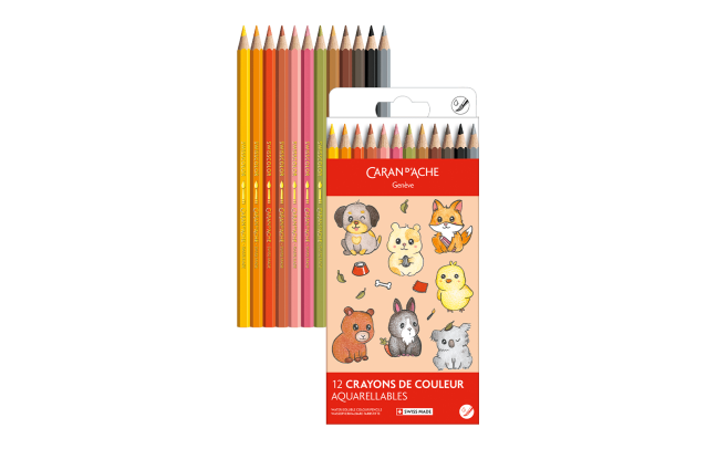 Set Kawaii 12 Crayons de couleur Swisscolor Aquarellable Cute Animals – Image 2