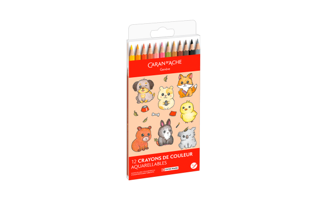 Set Kawaii 12 Crayons de couleur Swisscolor Aquarellable Cute Animals – Image 4