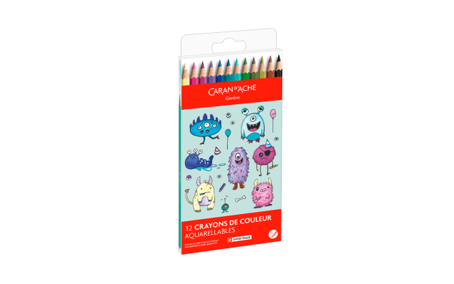 Set Kawaii 12 Crayons de couleur Swisscolor Aquarellable Funny Monsters – Image 4