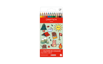 Set Kawaii 12 Crayons de couleur Swisscolor Aquarellable Swiss Mountain
