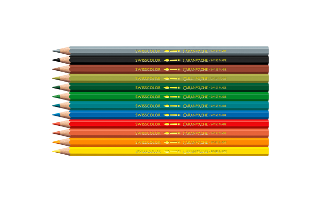 Set Kawaii 12 Crayons de couleur Swisscolor Aquarellable Swiss Mountain – Image 3