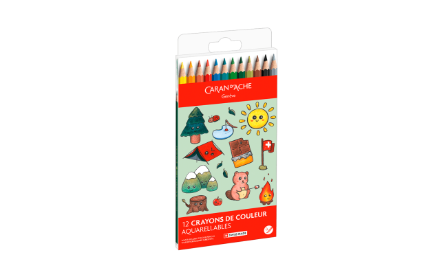 Set Kawaii 12 Crayons de couleur Swisscolor Aquarellable Swiss Mountain – Image 4