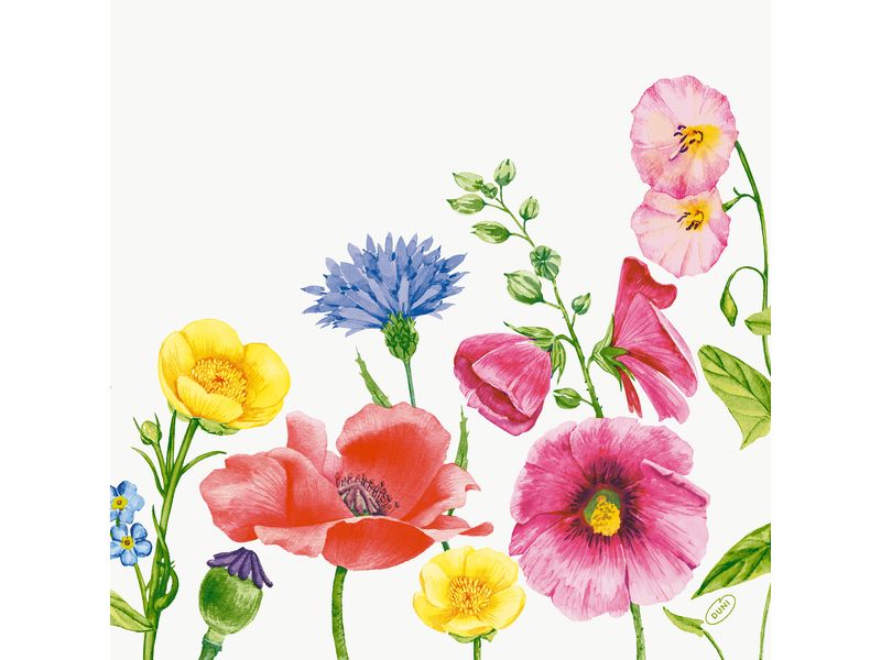 Serviettes en papier Flowy 60 pièces, 40 x 40 cm, Multicolore